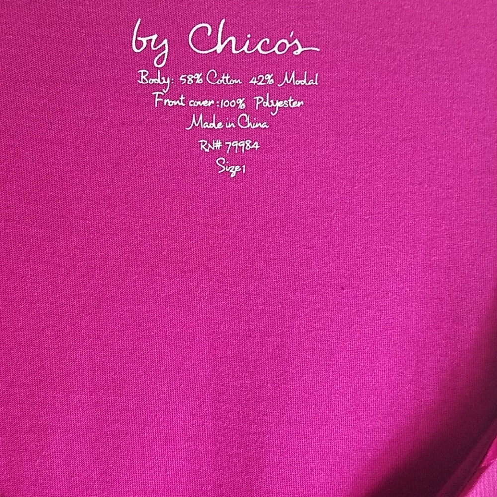 By Chico's, fushcia tiered ruffle top, size 1 - Picture 4 of 5
